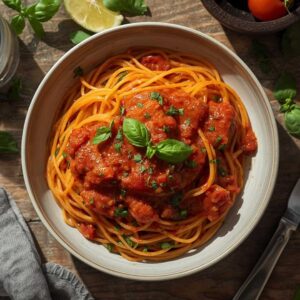 Spaghetti in Rich Tomato Basil Sauce
